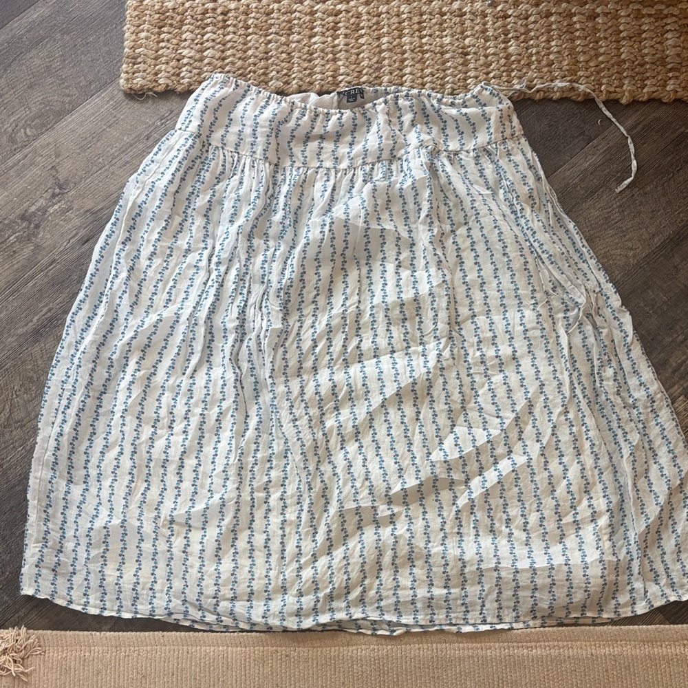 J. Crew Floral Light Blue Stripe Cotton midi Skirt